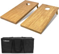 GoSports Wooden Cornhole Boards Set - 4 ft x 2 ft Regulation Size with Light Brown Finish & Carrying Case