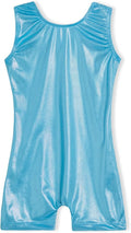 Domusgo Gymnastics Leotard for Girls - Sparkly One-Piece Pro Unitard with Shorts | Kids Size
