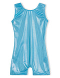 Domusgo Toddler Girls Gymnastics Leotards Size 2t 3t Sparkle Metallic Solid Blue Biketard with Shorts