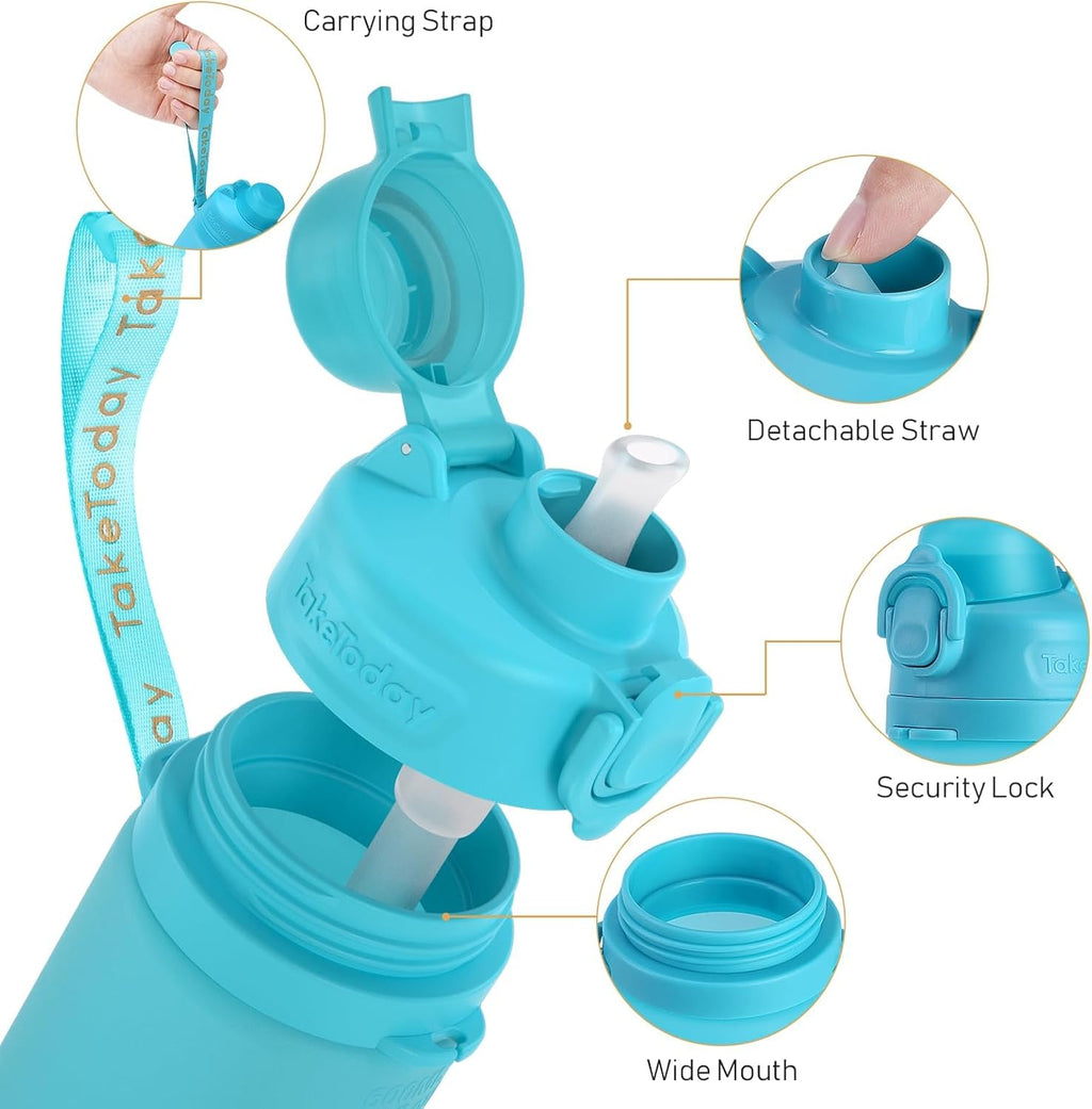 TakeToday Collapsible Water Bottle - 32oz Foldable, BPA-Free & Leakproof for Travel & Hiking