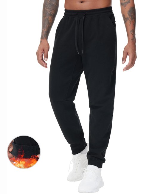 THE GYM PEOPLE Men's Fleece Workout Sweatpants Drawstring Tapered Running Lounge Jogger Pants with Pockets