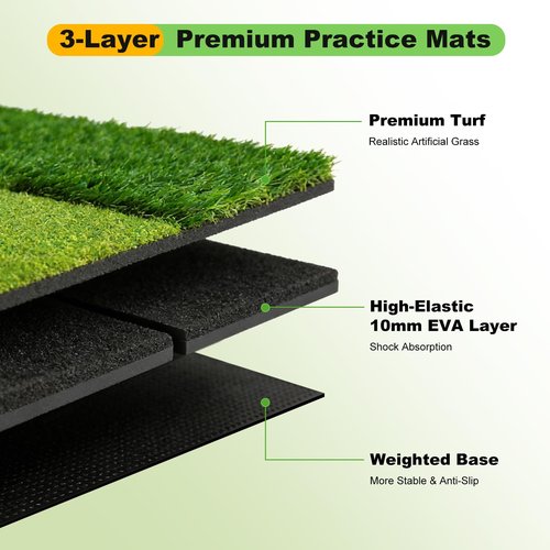 Xamanabu Foldable Golf Hitting Mat with 10mm EVA Base, Premium Dual-Turf Golf Practice Mat for Indoor/Outdoor Training, Simulator Swing and Chipping, Ideal Gift for Golfers, Men, Dad, Husband