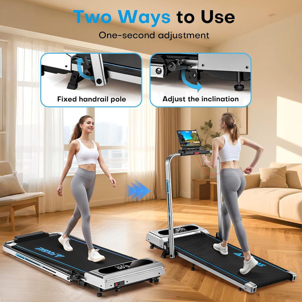 Walking Pad Treadmill - 6.2MPH Under Desk Design with 10% Incline | 350LBS Capacity, Remote Control & 12 HIIT Programs