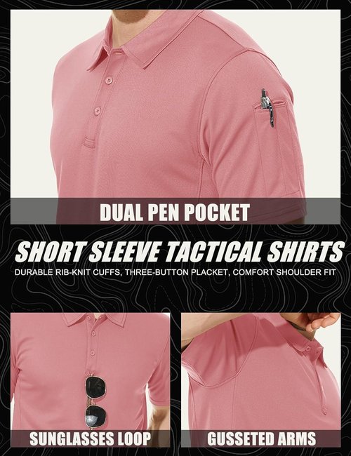 MAGCOMSEN Men's Quick-Dry Performance Polo Shirt - Short Sleeve Tactical Golf Jersey