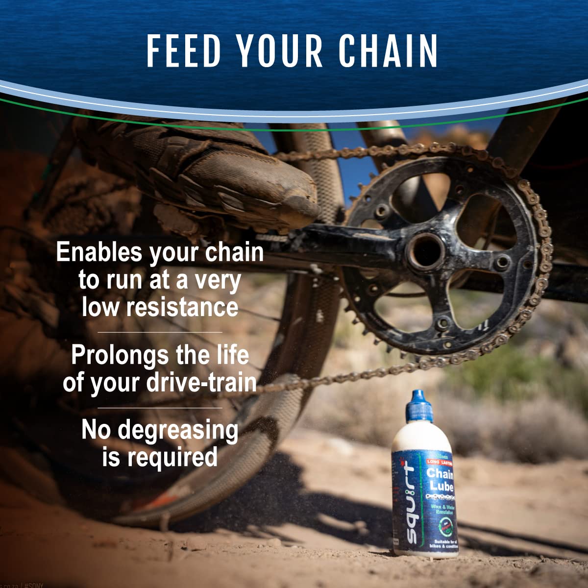 Squirt Chain Lube | Long-Lasting All-Weather Bike Chain Lubricant - 120 ml for Reduced Noise & Chainsuck