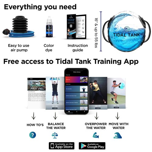 Tidal Tank Sphere - Original Heavy Bag Aqua Ball, Water Weight - Sandbag Weight Set for Home Gym, Adjustable Sand Bags Weights Workout - Portable Exercise Fitness Equipment - Workout Videos