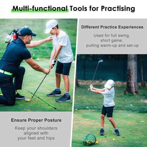 Rhino Valley Golf Alignment Sticks 3 Pack, 48'' Collapsible Alignment Sticks for Aiming, Putting, Full Swing Trainer, Golf Alignment Rods with Clear Tube Case, Portable Golf Training Equipment