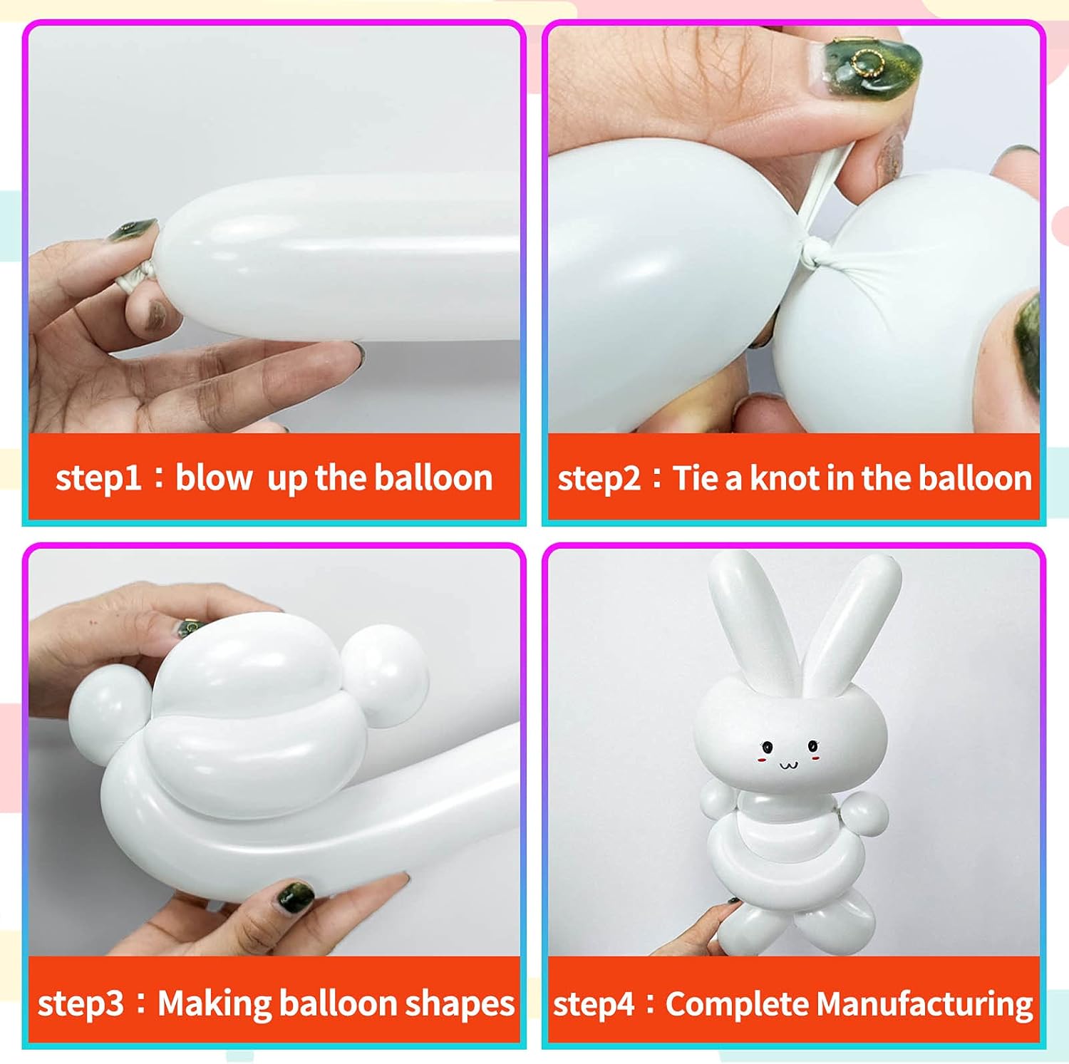 Skiennix 100Pcs Clear 260 Latex Balloons - Premium Quality Long Skinny Balloons for Kids' Parties
