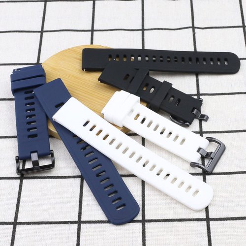 SING F LTD 3PCS Silicone Straps Compatible with AGPTEK LW11 Smartwatch Replacement Watch Bands Quick Release Wristbands Black & Dark Blue & White