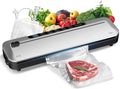Vacuum Sealer Machine - 75KPa Food Preservation with 6-in-1 Modes & Digital Timer | Compact Design + 10 Bags (Black Silver)