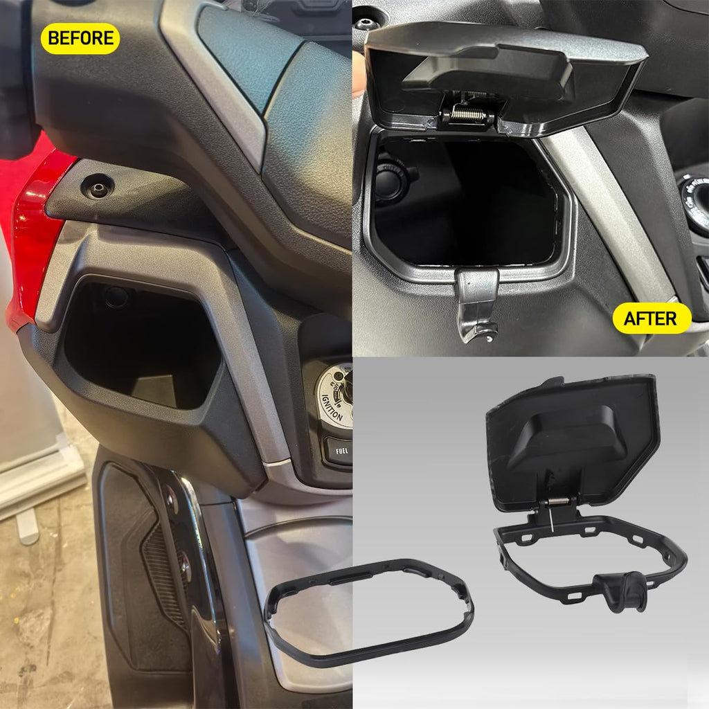 Scooter Accessories Front Storage Box Cover for NMAX N-MAX 155 125 NMAX155 NMAX125 V3 2025-2026, ABS Plastic Tool Case Lid Upgraded Left Side Pocket Cover Cap, Direct Fit Replacement (Black)