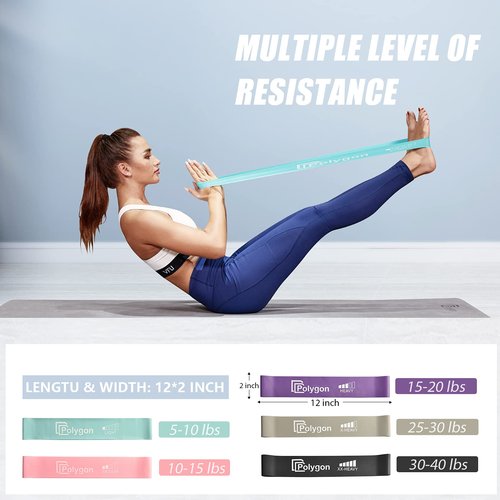 Polygon Resistance Bands and Booty Band. Natural Latex Elastic Bands for Stretching, Fitness. Non-Slip Fabric Bands for Legs and Butt, Glute & Hip Workout. Exercise Bands for Men & Women.