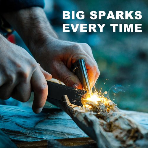 SEYIIRE Magnesium Fire Starter, Waterproof Flint Matches Ferro Fire Steel for Camping Hiking Hunting, Outdoor Survival fire Striker Kit (4 Pack)