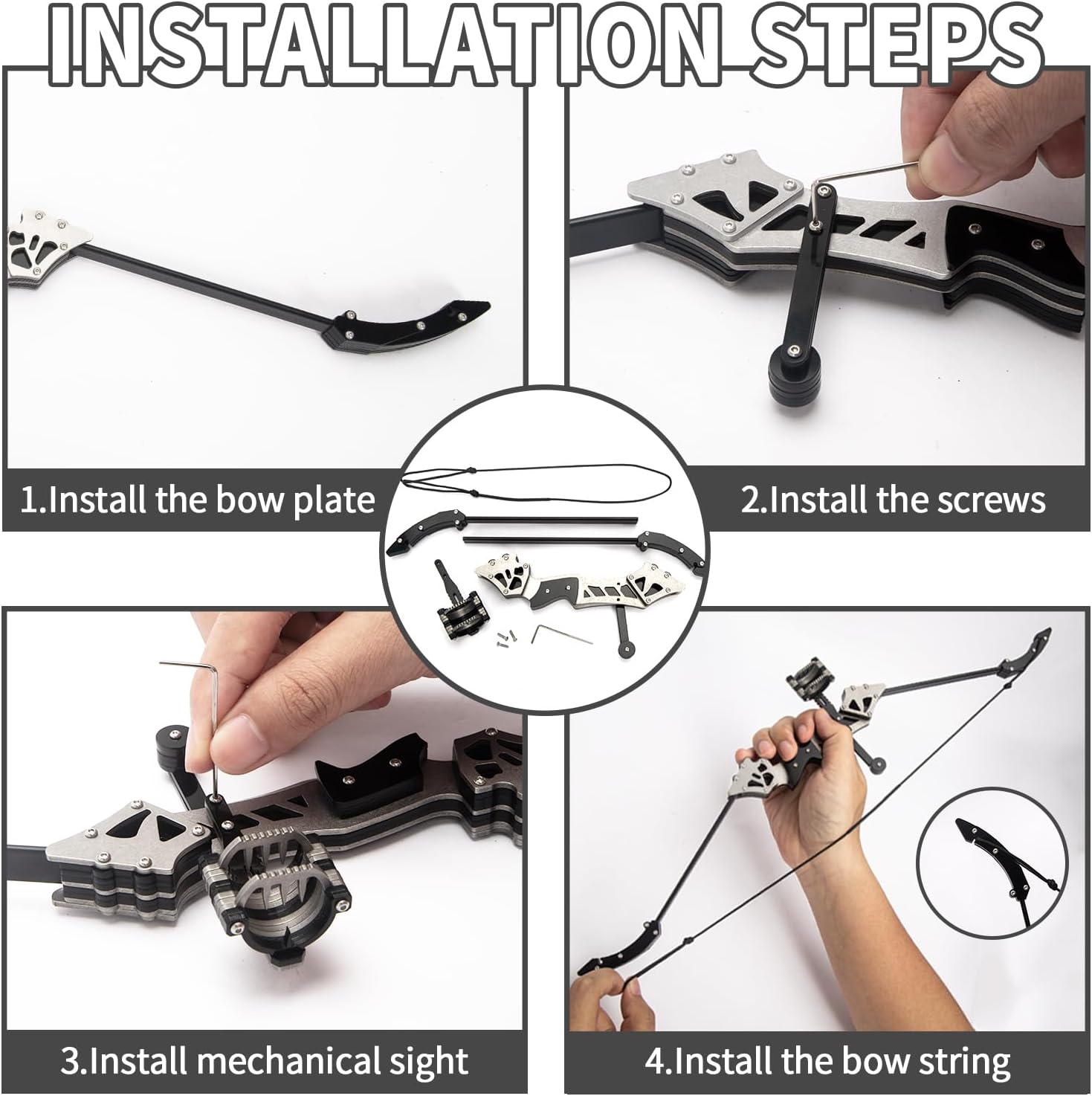 Skiennix Mini Compound Bow Set - 5.9"/7.2"/18.7" with Arrows | Left & Right Hand for Hunting & Practice