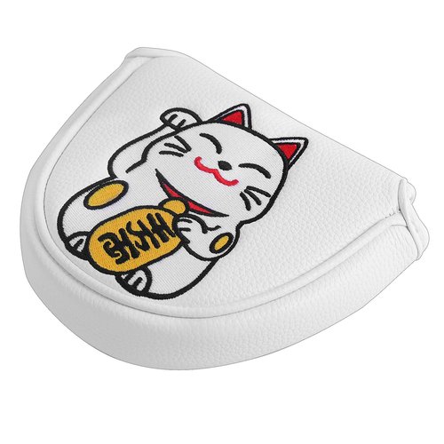 SHABIER Maneki-Neko Lucky Cat Design Mallet Putter Headcover with Centre Shafted for Mallet Headcover