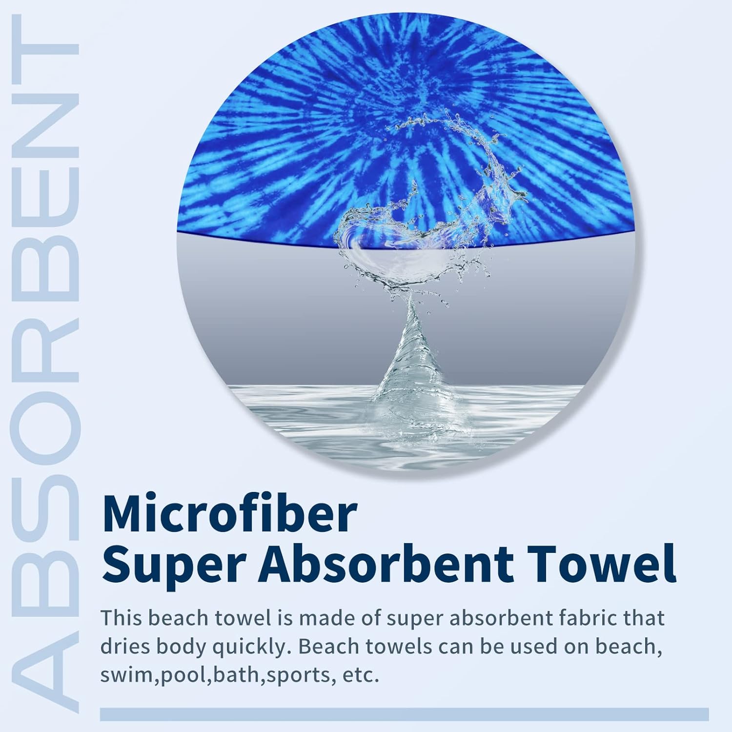 Skiennix Oversized Microfiber Beach Towels - Lightweight & Quick Dry | 71"x32" Blue Tie Dye Turtle (2 Pack)