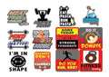 Creanoso Funny Fitness Stickers- 4 Bulk Sets (12 des. x 4pcs) Suitable for Laptops, Mac Book, Graffiti, Skateboards, Bumpers, Bikes, Bicycles, Travel Case, Bicycle