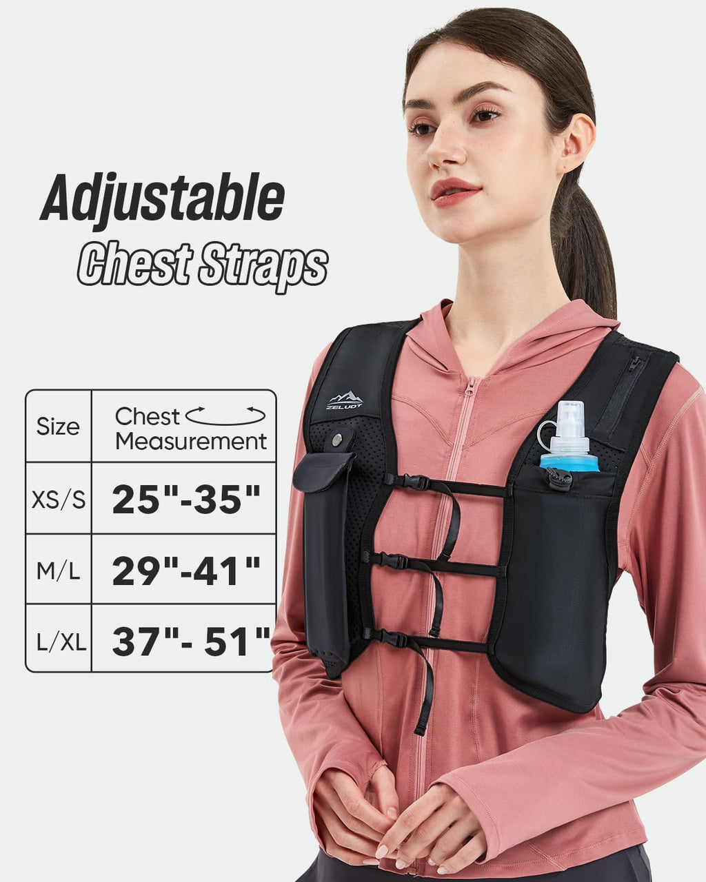 Skiennix Running Vest - Adjustable Hydration Backpack with 500ml Flask & Phone Holder | Lightweight & Reflective