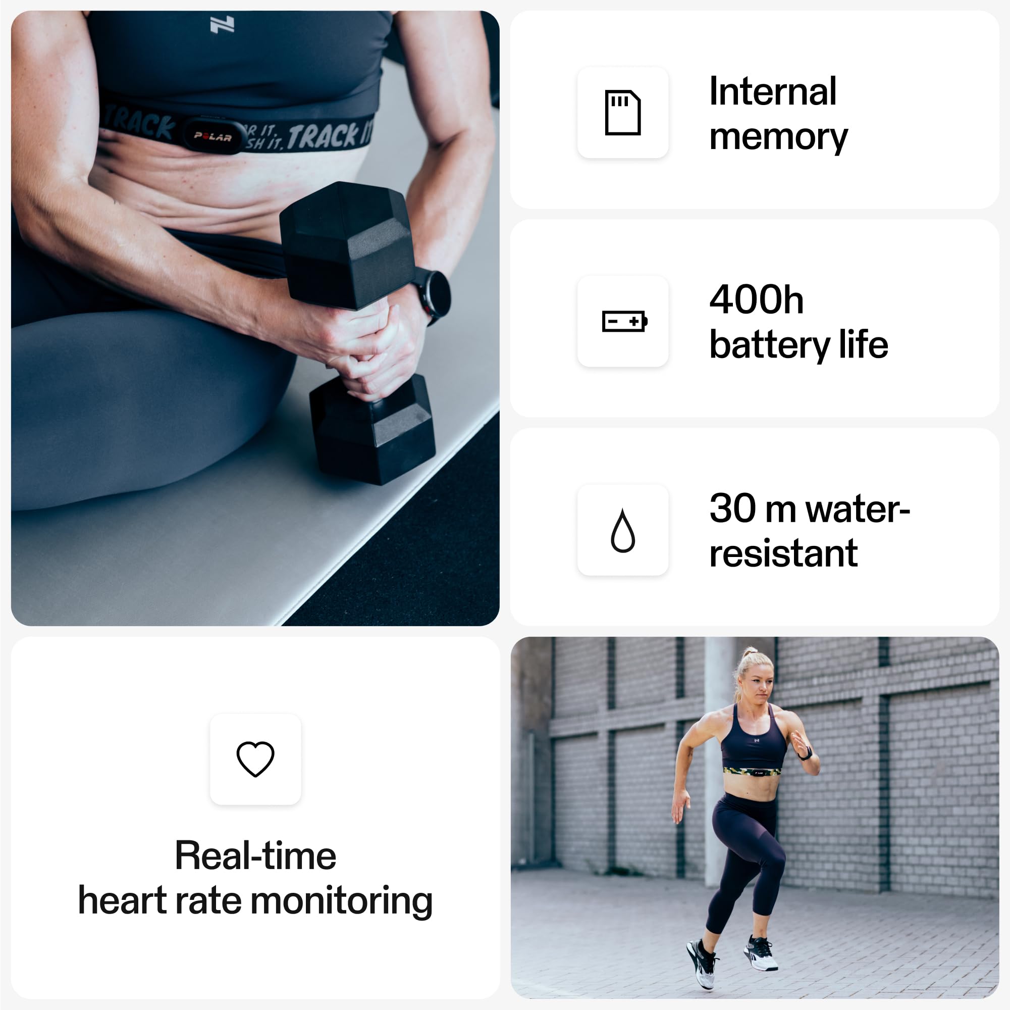 Polar H10 Heart Rate Monitor Chest Strap - ANT + Bluetooth, Waterproof HR Sensor for Men and Women, Black, M-XXL
