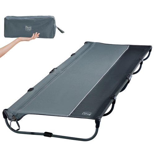 TIMBER RIDGE 20-Second Quick Set-Up Camping Cot, Lightweight Aluminum Folding Cot with Zipper Closure, Portable Carry Bag Included for Camping, Travel and Outdoors, Support up to 225lbs, Grey