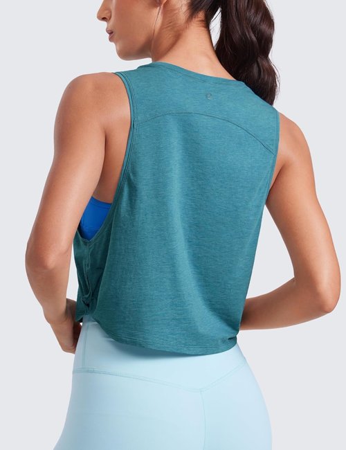 CRZ YOGA Pima Cotton Tank Tops for Women - Loose Fit Sleeveless Workout Shirts | Athletic Gym Wear