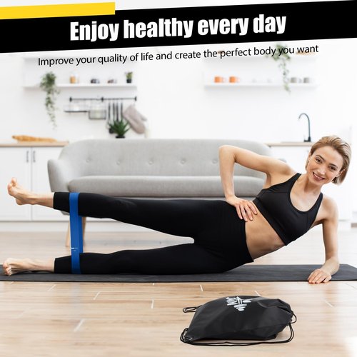 Motionchic 30 Set Include 150 Pcs Resistance Bands Bulk with 30 Pcs Drawstring Backpack - Loop Exercise Bands for Gift Gym Members Sports Class Students Christmas 5 Pieces Each Set with Storage Bag