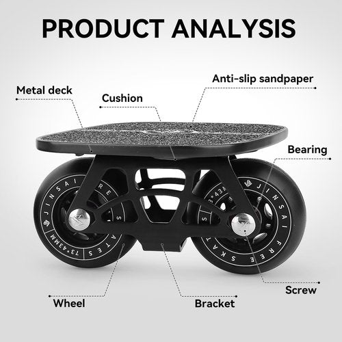 FreeSkates Portable Roller Road Drift Skates Plate, with Aluminum Alloy Deck Non-Slip, Board Split Skateboard with PU Wheels High-end Bearings(Black)