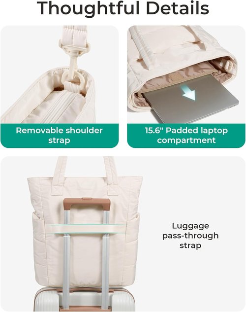 BAGSMART Lightweight Puffy Tote Bag for Women - Stylish Compartments & Versatile Shoulder Design