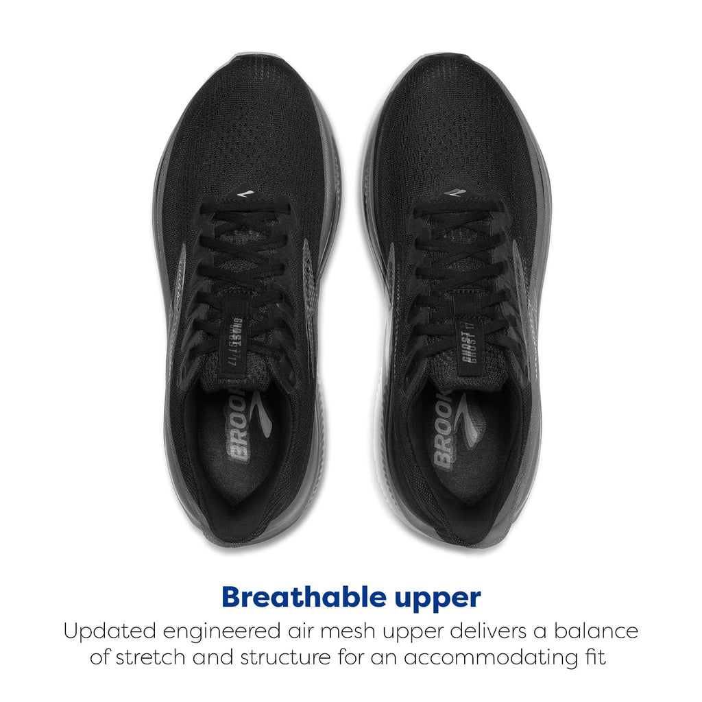 Brooks Women’s Ghost 17 Neutral Running Shoe - Black/Black/Ebony - 5.5 Wide