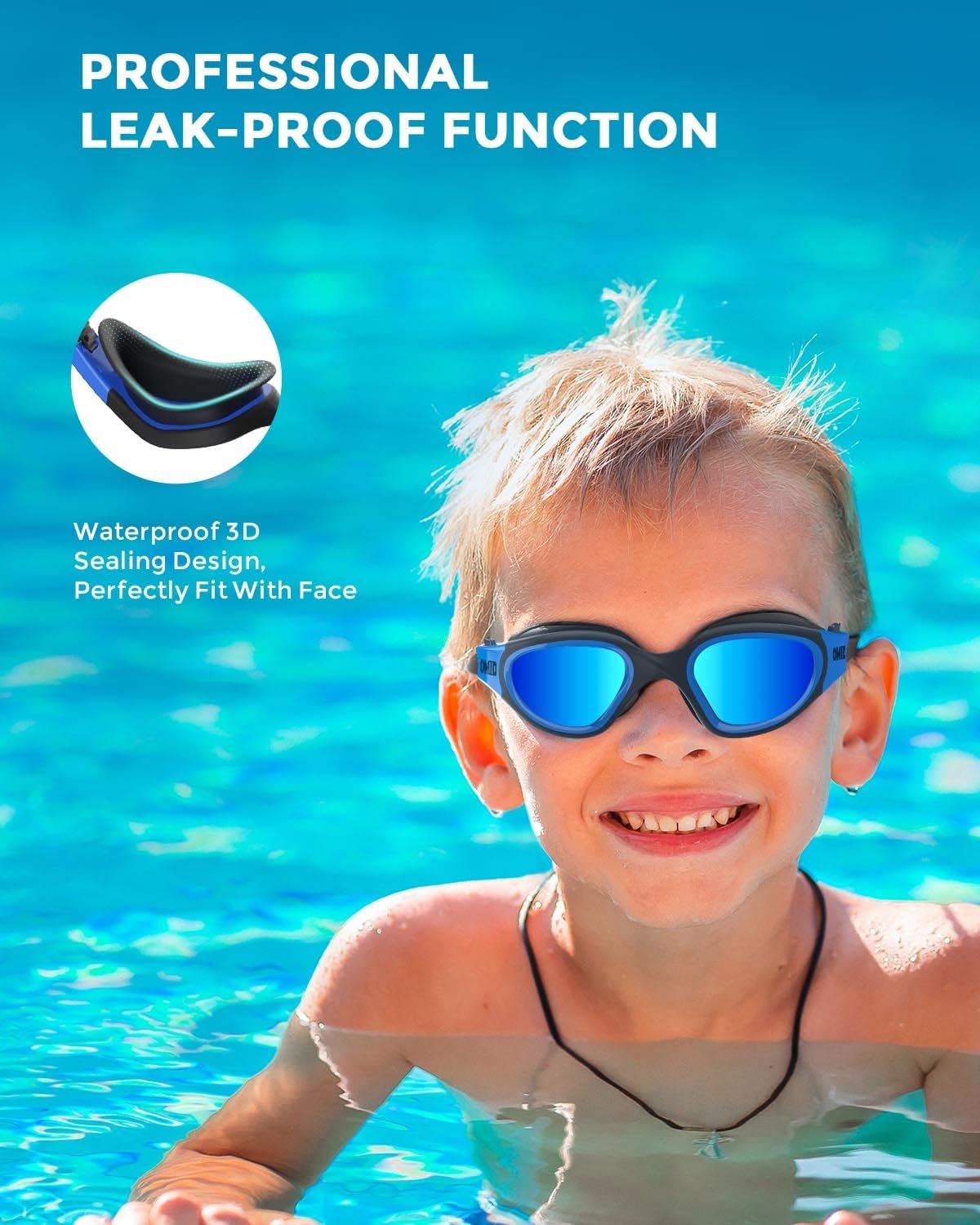 OMID Kids Swim Goggles - Polarized Comfort for Ages 6-14 | Perfect for Clear Vision
