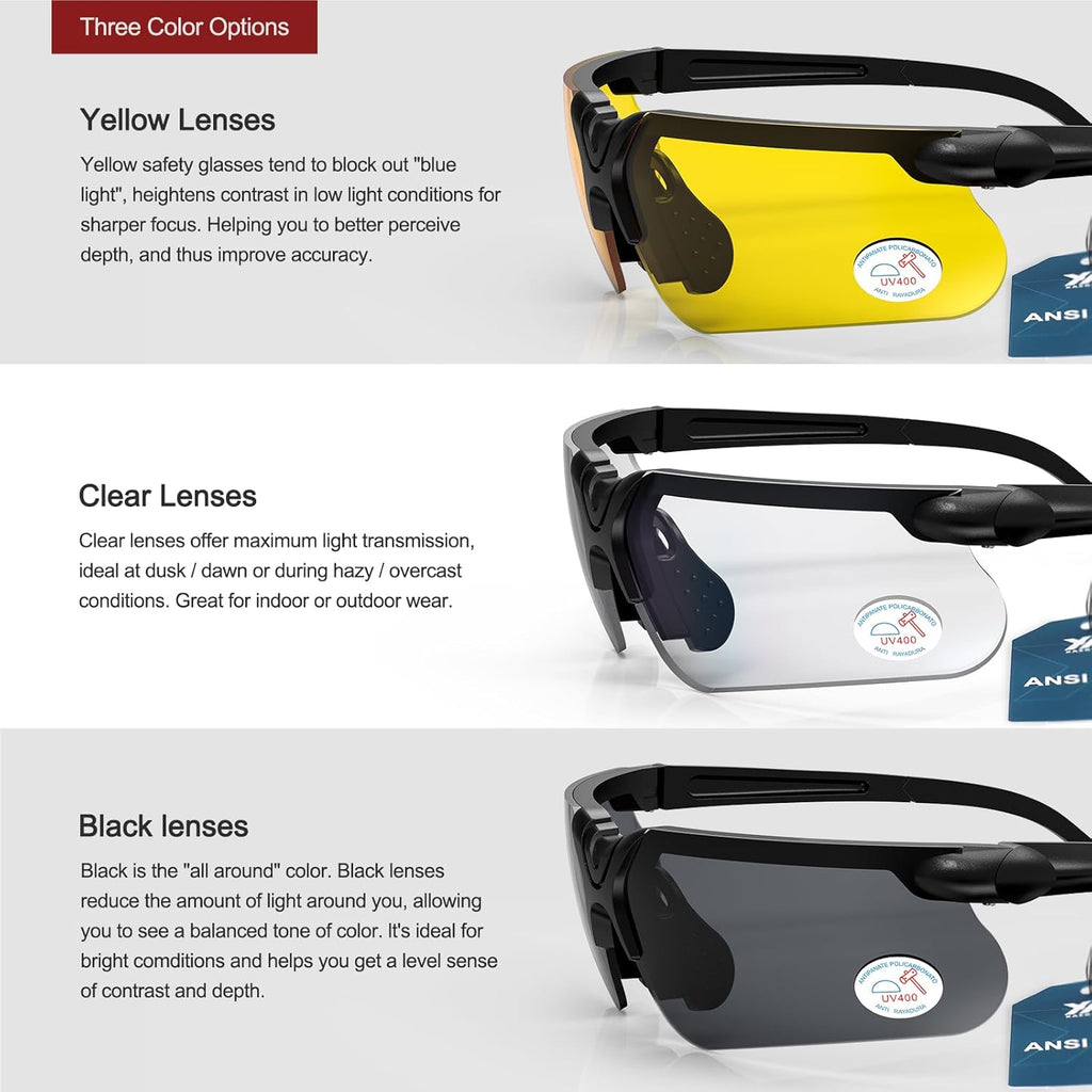 Xaegistac Shooting Glasses - Anti-Fog Safety Eyewear with Case for Adults