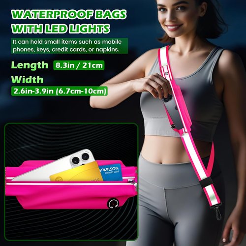 LED Reflective Belt Sash - High Visibility Rechargeable Safety Gear for Runners & Cyclists | Pink