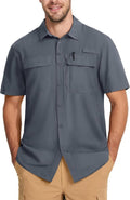 MAGCOMSEN Men's Fishing Shirt - UPF 50+ Sun Protection | Quick Dry, Short Sleeve, Ideal for Hiking & Safari