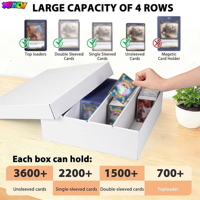 4-Row 3600+ Card Storage Box, Toploaders – 10-Pack, White (Variation: Bright White+10-Pack)
