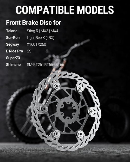 Floating Front Disc Brake Rotor(220mm),Aircraft Aluminum Core,Stainless Steel MTB Brakes Rotors with 6-Hole,Thickness 2.3mm,for Talaria Sting R MX3,MX4,Sur-Ron Light Bee X LBX,Segway X160/X260 (Front)