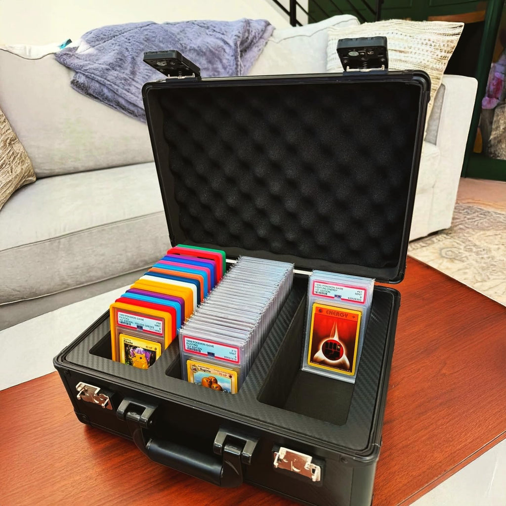 SLAB ARMOR Graded Card Storage Box - 3 Row Case for 120+ PSA Slabs | Black with TSA Approved Lock