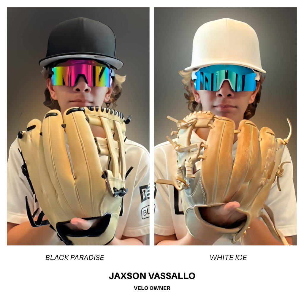 VELO Shades – Playmaker – Baseball/Softball Sunglasses – By Jax of The Bullpen Training (Black Fire)