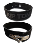 Weight Lifting Belt by Rip Toned - 10mm 4-Inch Leather Lever Belt - Bonus Lifting Straps for Men & Women - Back Support for Weightlifting, Powerlifting, Bodybuilding (Black, Large)