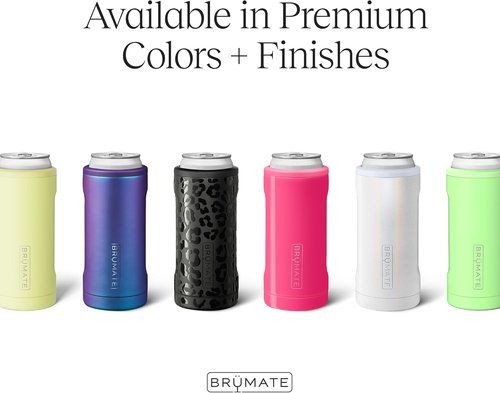 BrüMate Hopsulator Slim Can Cooler - Insulated Stainless Steel Holder for 12oz Slim Cans | Aqua