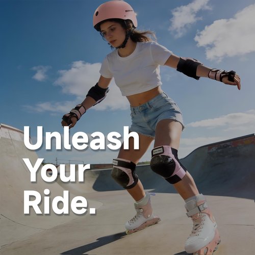 RollingBunny Skating Protective Gear Set for Adults & Youth - Helmet, Knee Pads, Elbow Pads & Wrist Guards for Inline Skating, Roller Skating & Skateboarding (Ages 14+) (Pink)