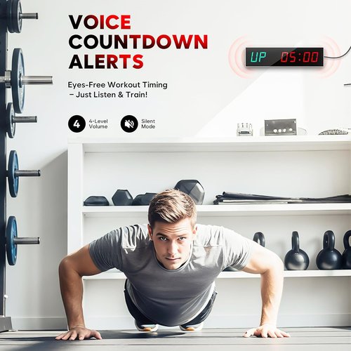 Dienmern Large Digital Gym Timer - Remote Control Workout Clock with 9 Custom Modes | Ideal for Home Gym & Outdoor Sports