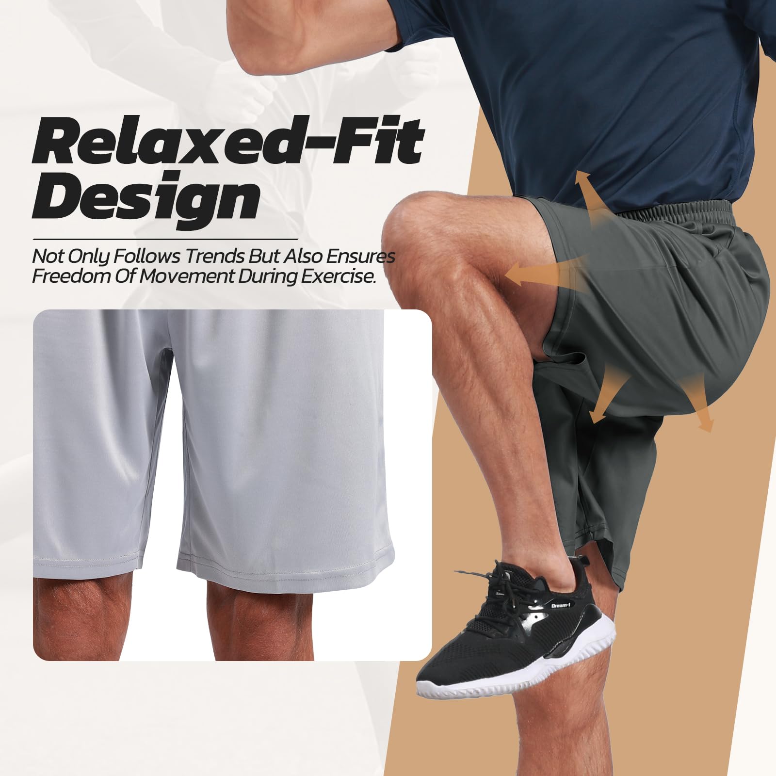 BOOJO 3 Pack Gym Basketball Mens Shorts - Quick Dry Black Workout Athletic Shorts with Pockets for Casual Running (S-6XL)