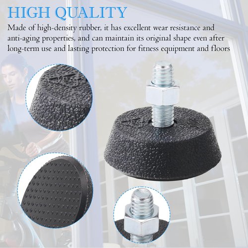 4 Pack Leveling Screw Foot Pads for Peloton Bike Replacement Parts,Upgraded 3/8" Stainless Steel Anti-Slip Screw,Noise Reduction Shock-Absorbing Rubber Stabilizer Feet Easy Install Exercise Accessorie