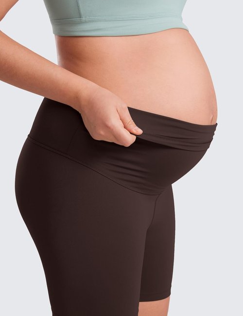 CRZ YOGA Maternity Biker Shorts - Buttery Soft Over The Belly Activewear for Women | 6-Inch Length