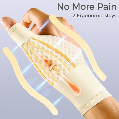 FREETOO Thumb Brace - Arthritis Pain Relief & Support | Right/Left Hand Splint for De Quervain's Tenosynovitis, Trigger Thumb - Beige