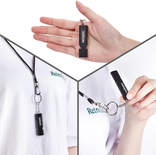 Noopel Emergency Whistle - Lifeguard Safety Whistle with Lanyard for Camping, Hiking, and Boating