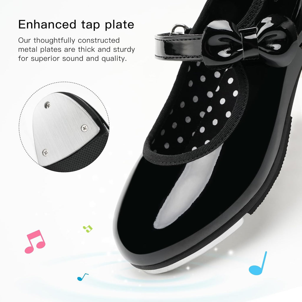 Stelle Girls Tap Shoes - PU Leather Dance Shoes with Easy Strap | Toddler to Big Kid Sizes
