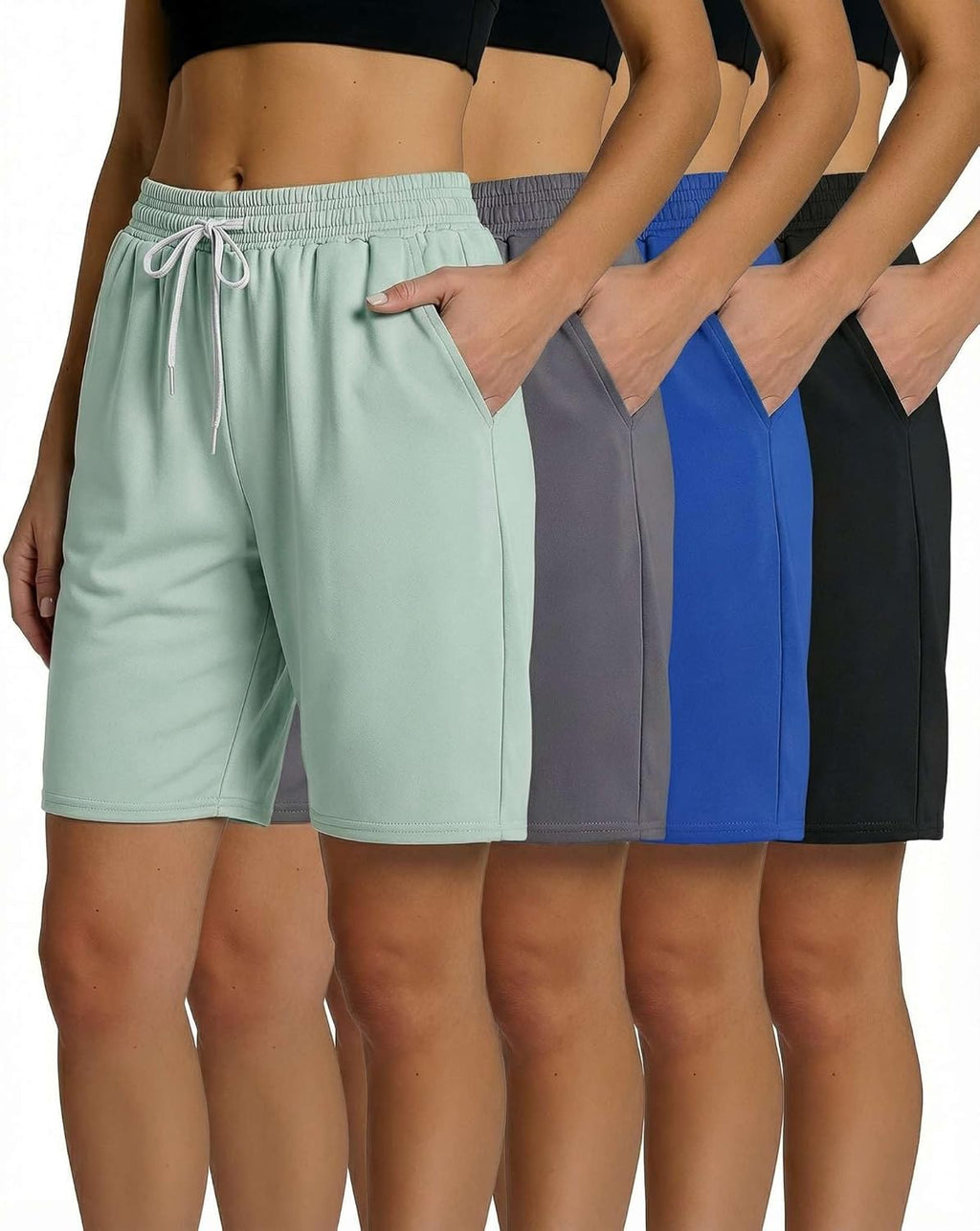 Real Essentials Women's Dry-Fit Athletic Bermuda Shorts - 7" High Waisted | Plus Size Available