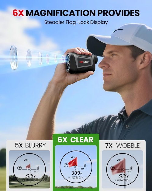 VEELUPLUS Golf Rangefinder with Slope & Magnet, 1000 Yards Range Finde Golf with Flag Pole Locking Vibration, IP54, Ergonomic Design, Anti-Shake, Rechargeable Golf Accessories for Golfers & Hunting