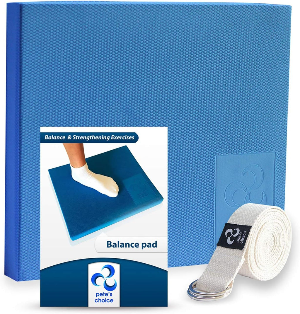 Pete's Choice Foam Balance Pad - XL & L Sizes with Free Stretching Strap & Guide | Ideal for Physical Therapy & Rehab
